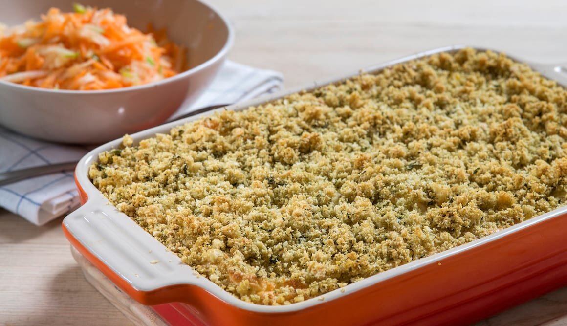 Norwegian Salmon Gratin with Basil Topping