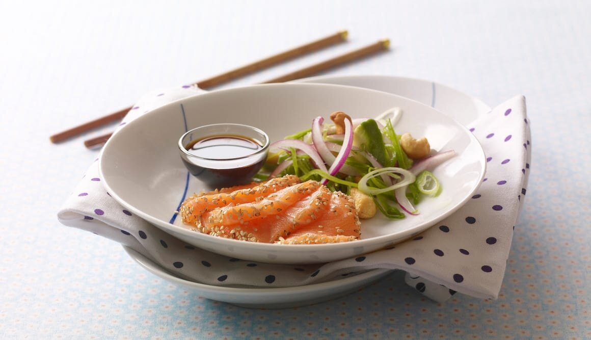 Norwegian Sesame Salmon with Spicy Salad