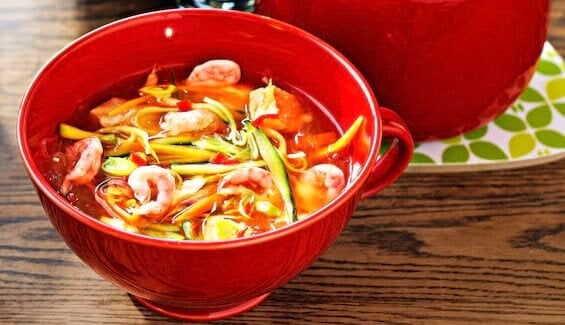 Lemongrass Bouillon with Norwegian Salmon and Prawns