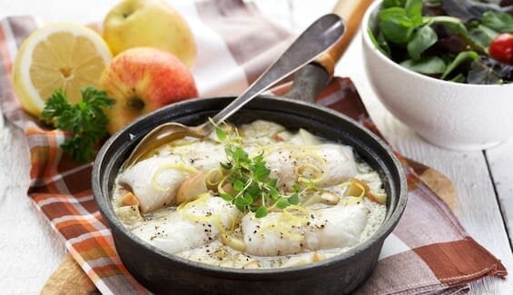 Rolled Norwegian Flounder in Apple Sauce