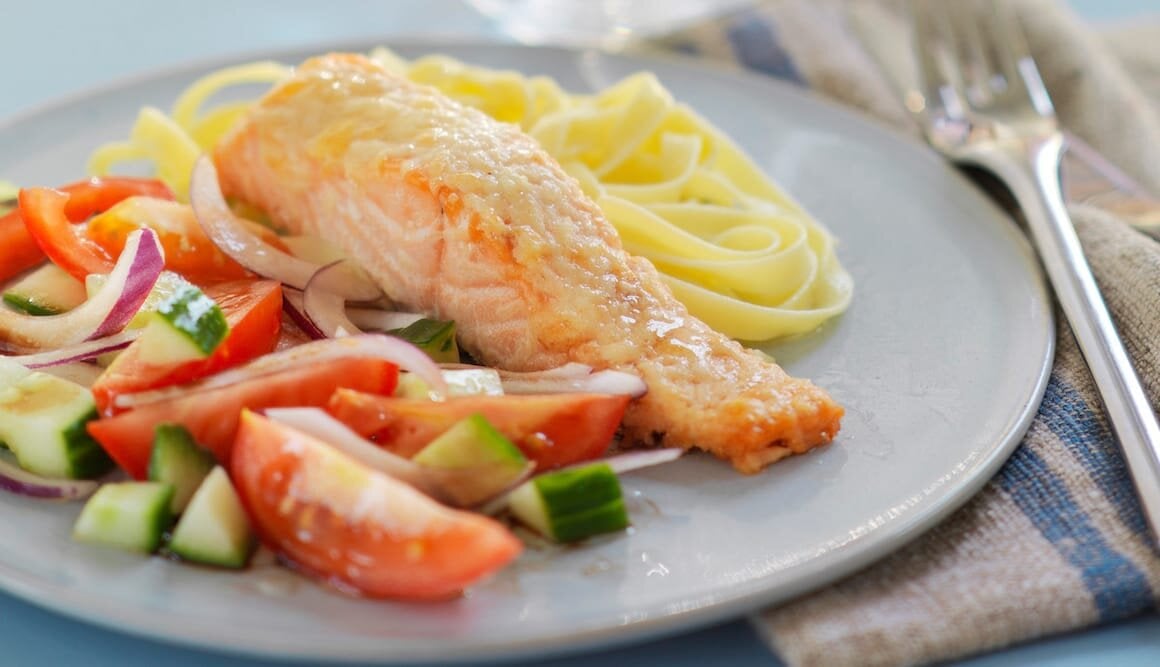 Parmesan Baked Norwegian Salmon with Tomato Salad
