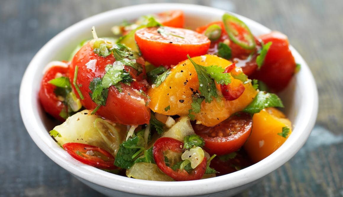Tomato Salad with Lime, Chili and Coriander
