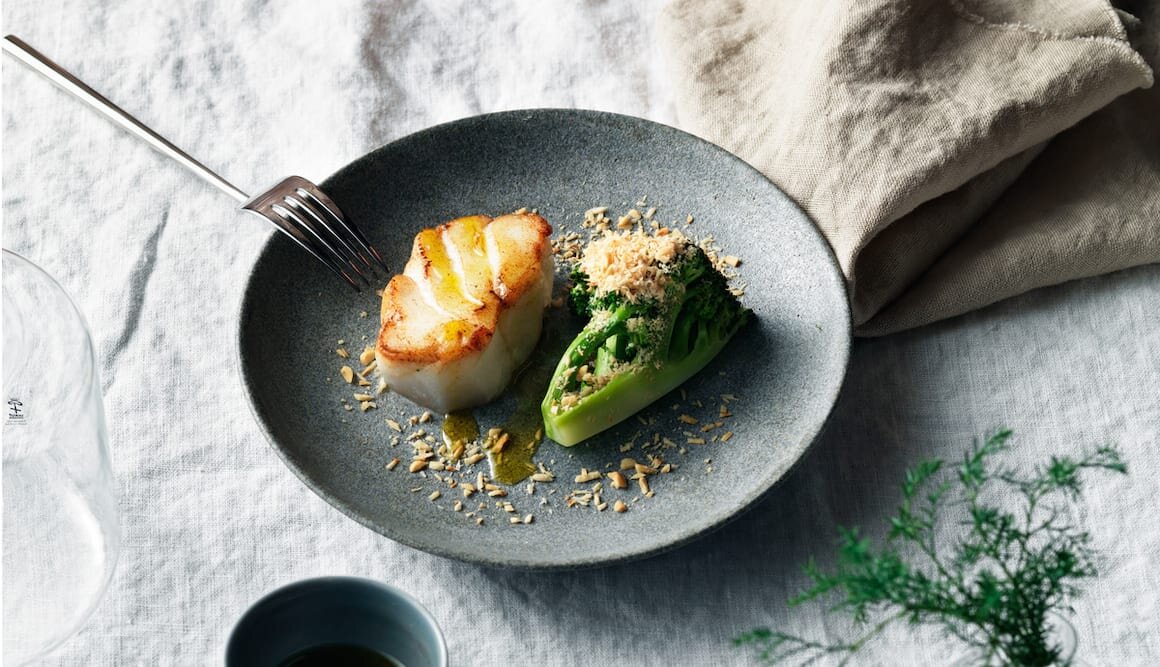 Pan-Fried Skrei with Broccoli and Hazelnuts