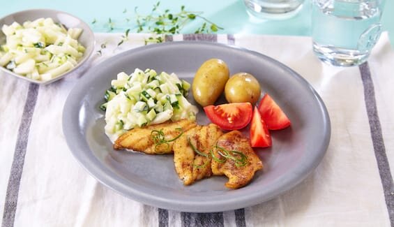 Norwegian Flounder with Melon and Cucumber Sauce