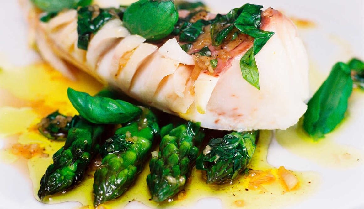 Steamed Norwegian Roughhead Grenadier with Asparagus