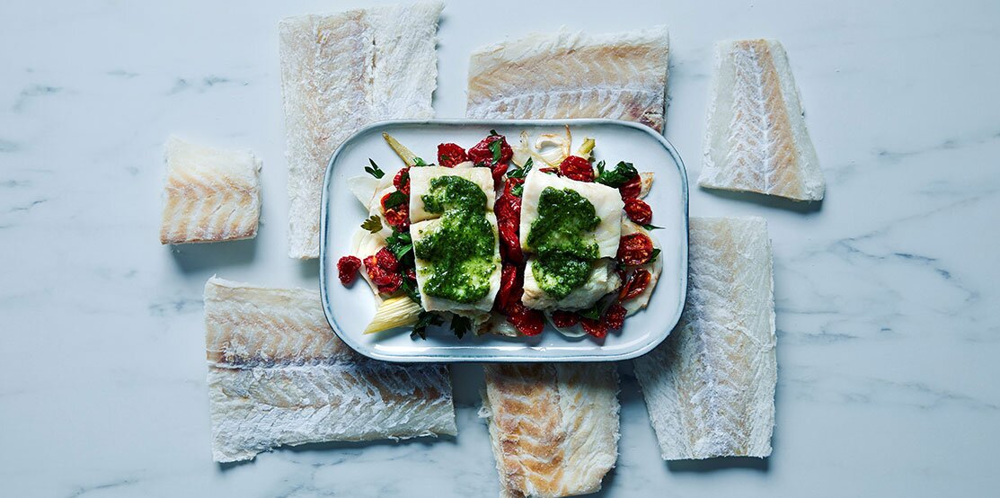 Norwegian Clipfish with Pesto