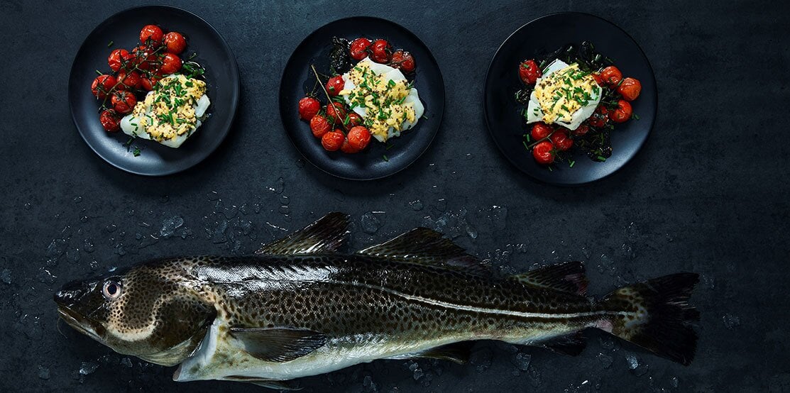 Baked Norwegian Cod with Tomato Salad