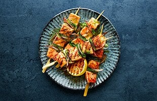 Grilled Norwegian fjord trout skewers