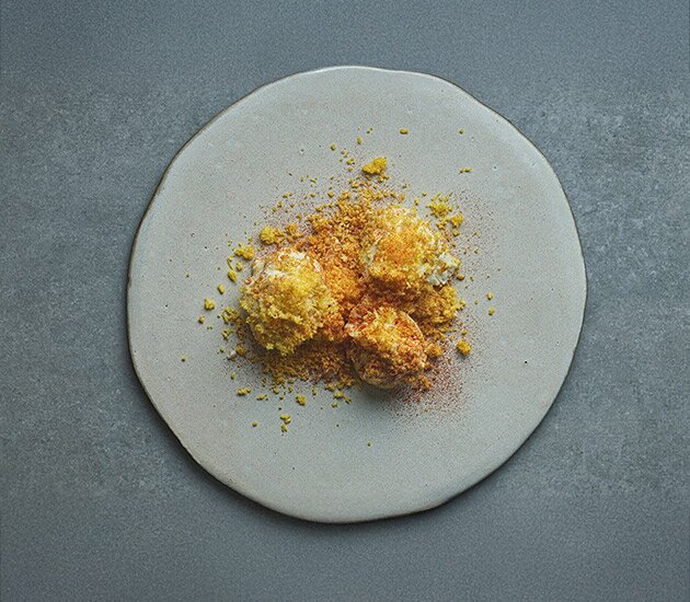 Egg Mimosa filled with Norwegian Red King Crab Aioli