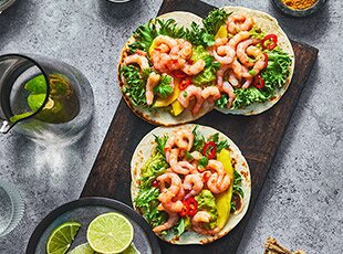 Norwegian prawn tacos