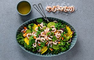 Norwegian prawn salad with avocado and mango