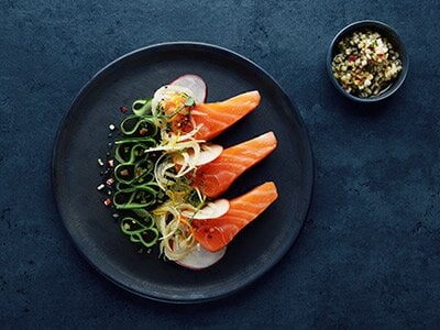 Baked Norwegian salmon with apple vinaigrette