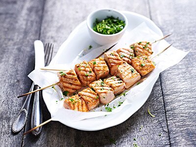 Barbecued Norwegian Salmon Skewers with Gremolata