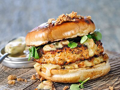 Juicy salmon burger