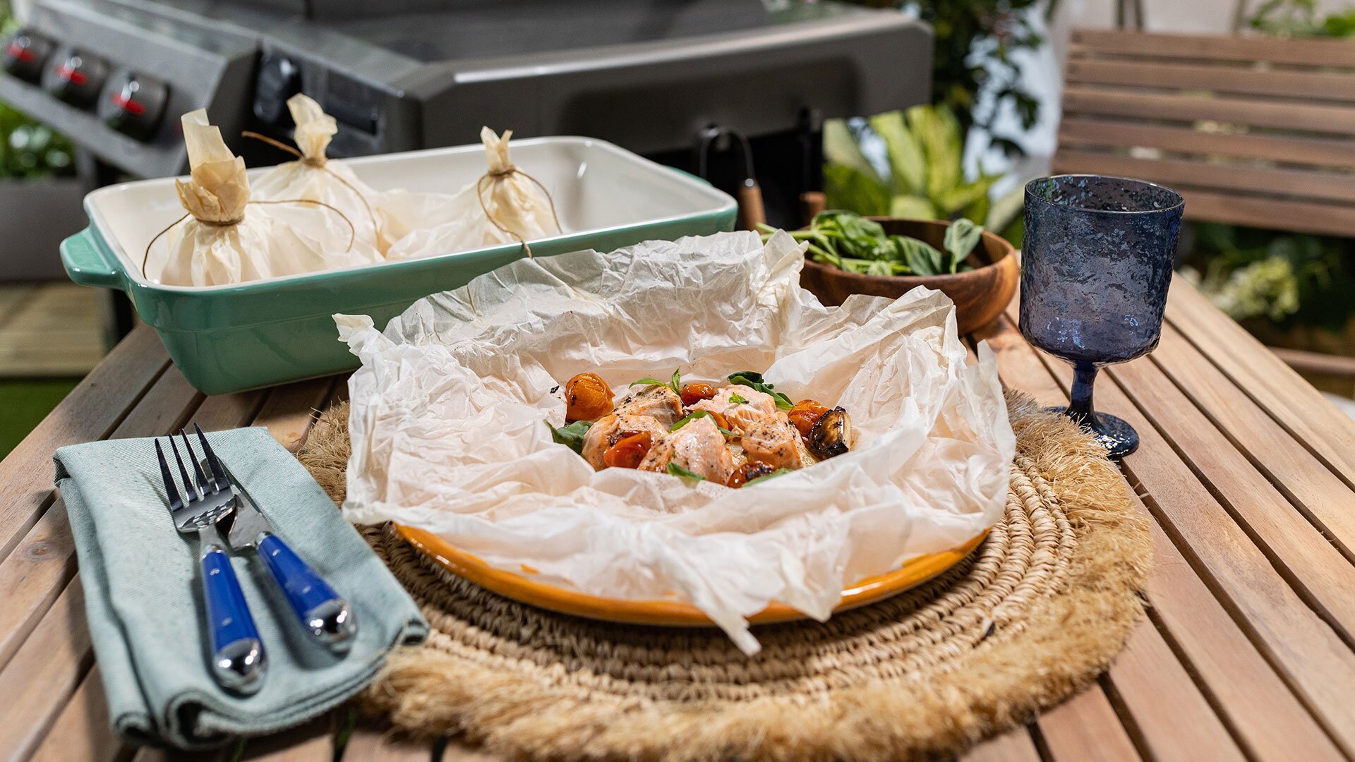 Papillote of Norwegian salmon and confit tomatoes