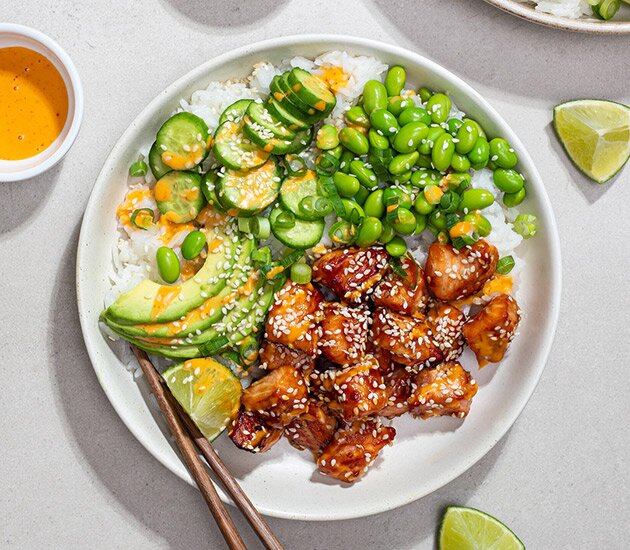 Norwegian salmon bowl in air fryer