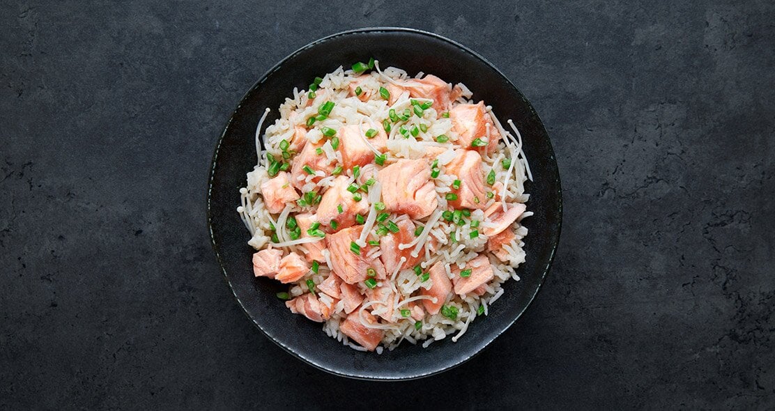 Mixed rice with Norwegian salmon