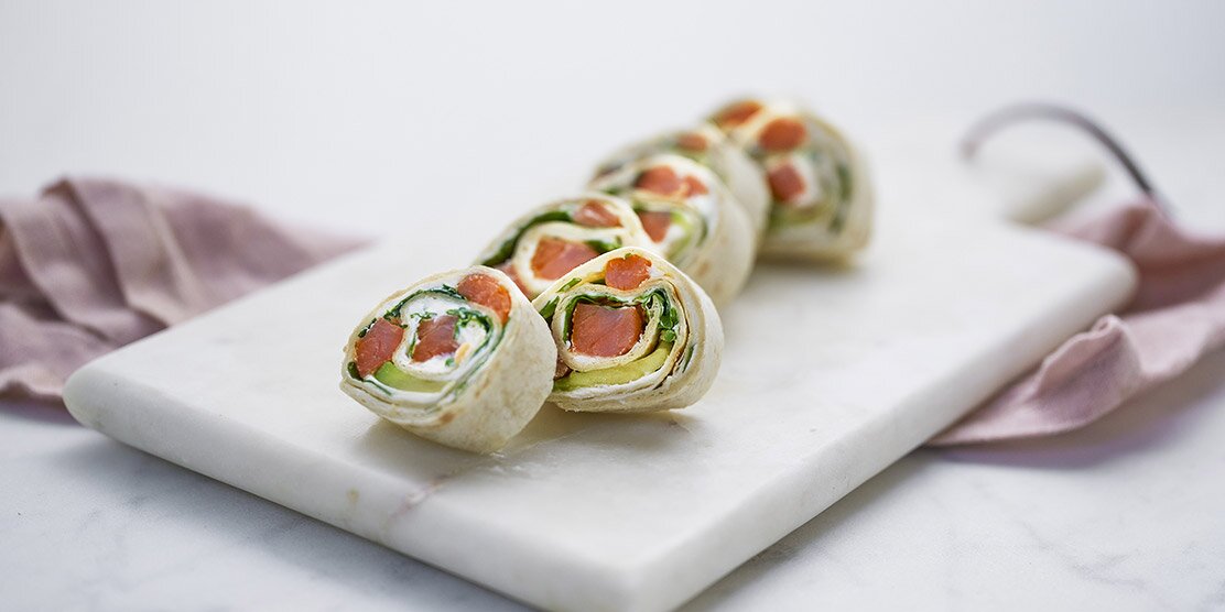 Wraps with smoked Norwegian salmon