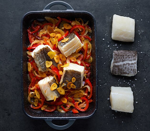 Baked Norwegian salted cod