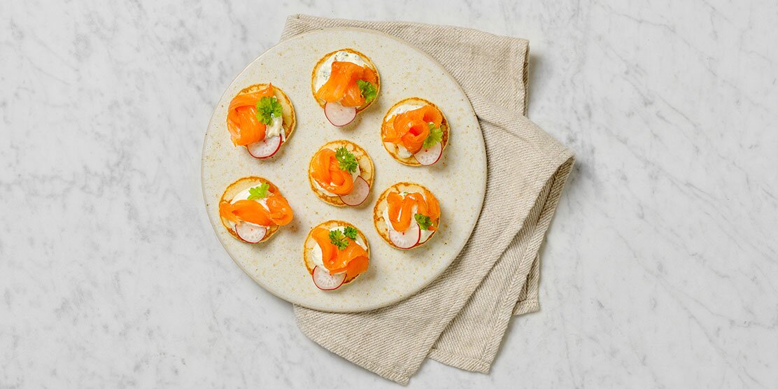 Blinis with smoked Norwegian salmon
