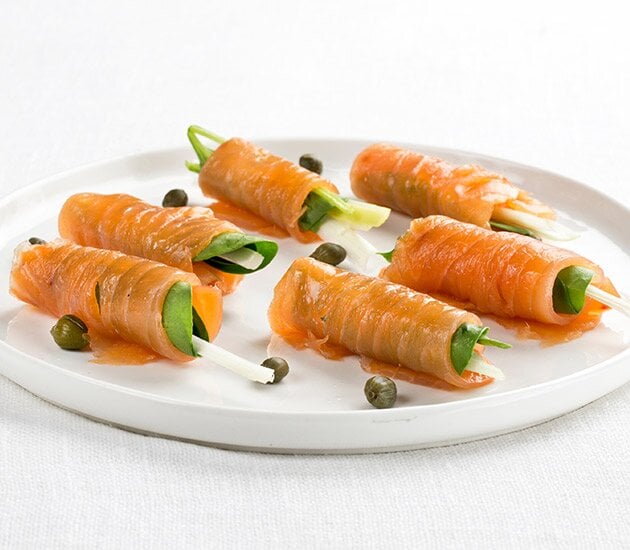 Rolls with Smoked Norwegian Salmon and Spinach
