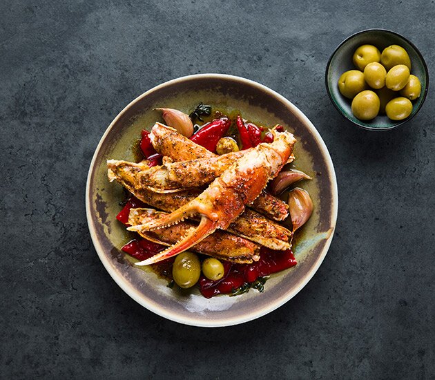 Norwegian snow crab with Spanish flavours