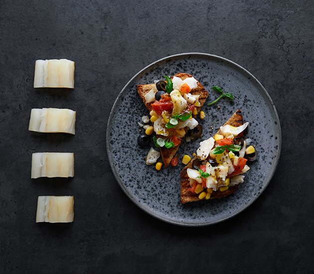 Bruschetta with Norwegian stockfish